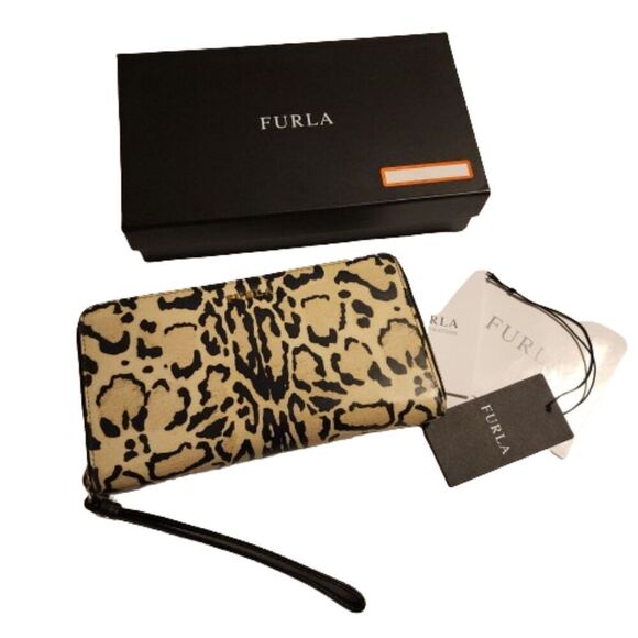 Furla Leopard Cheetah Wallet with Dust Bag and Box - Picture 1 of 8